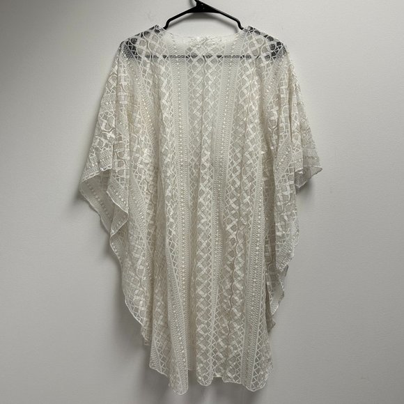 Becca by Rebecca Virtue Lace Tunic White Gold Swimsuit Cover Up - Picture 3 of 3